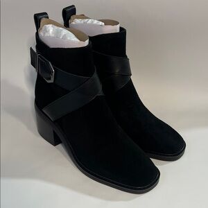 Sanctuary SA-CORA Women’s Buckle Side Zip Elegant Black Ankle Boots 7 M